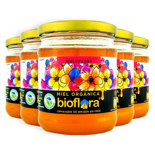 Miel orgánica por floraciones 550g, Paquete x 5u